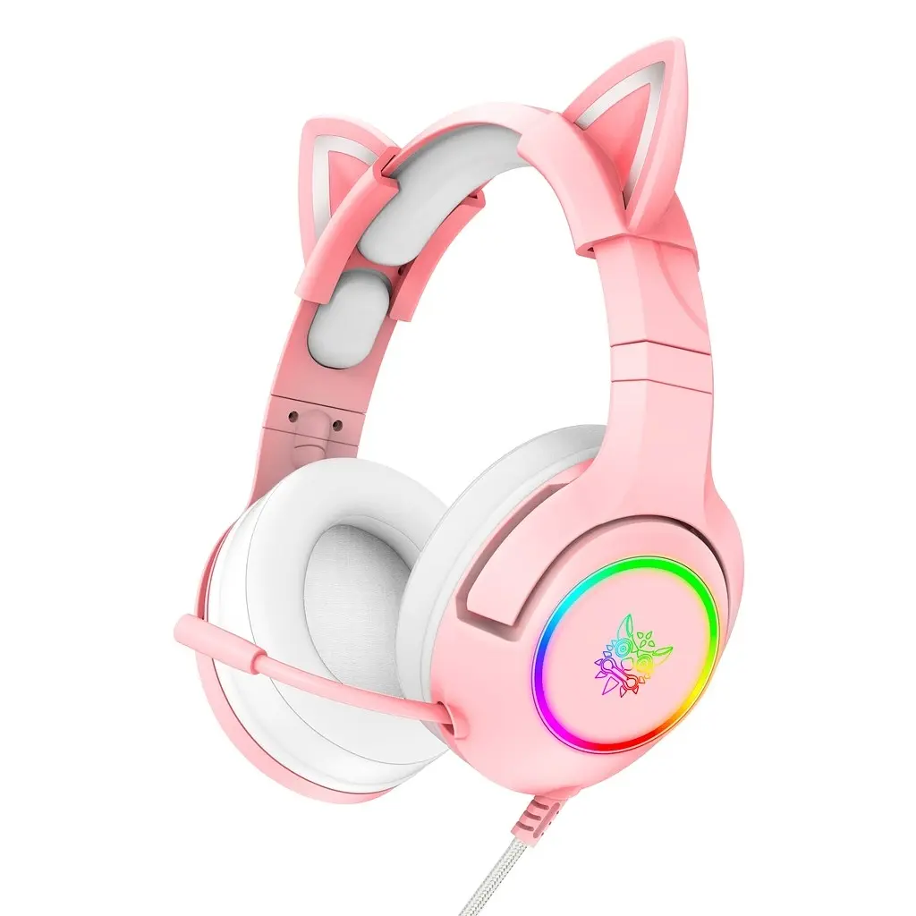 Проводная игровая гарнитура Onikuma Gaming CAT with LED K9 , USB, 3.5mm, 2.2m, pink - фото 2