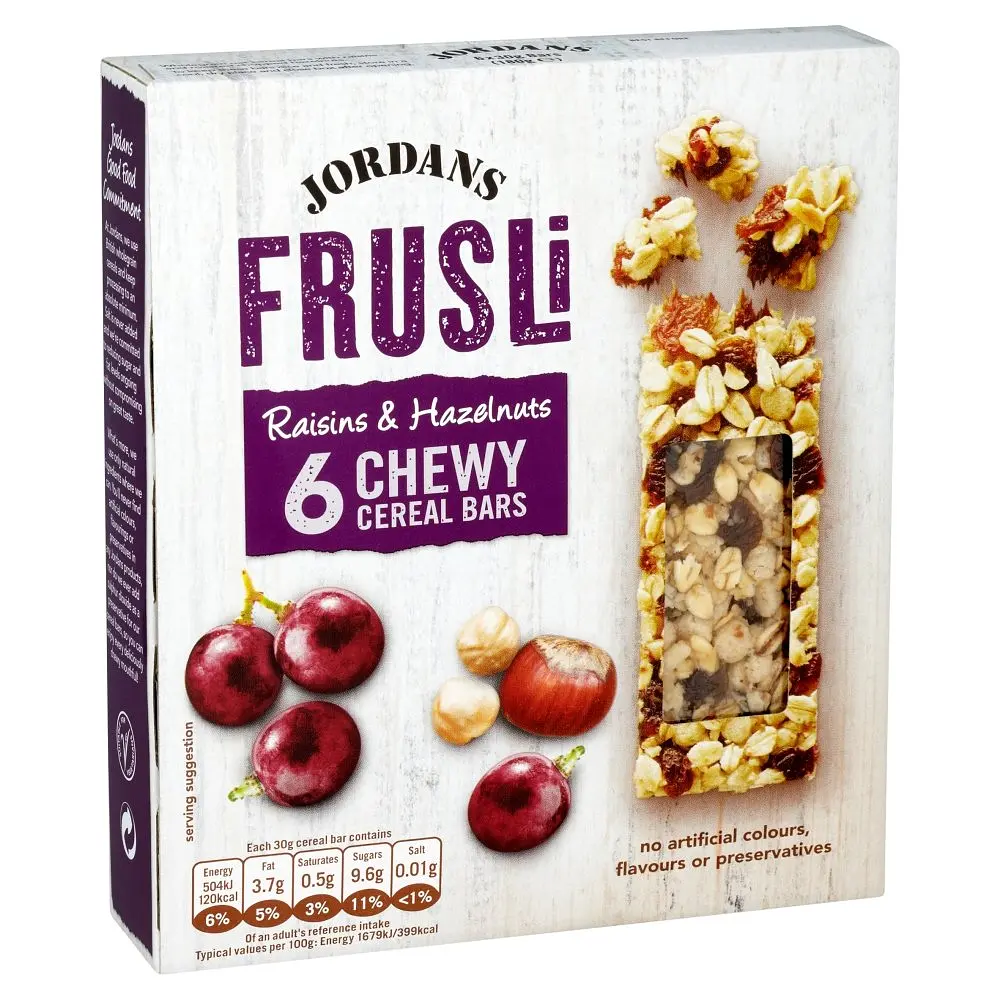 Батончики Jordans Frusli с Изюмом и лесными орехами злаковые 180 г (6 шт. х 30 г) - фото 2