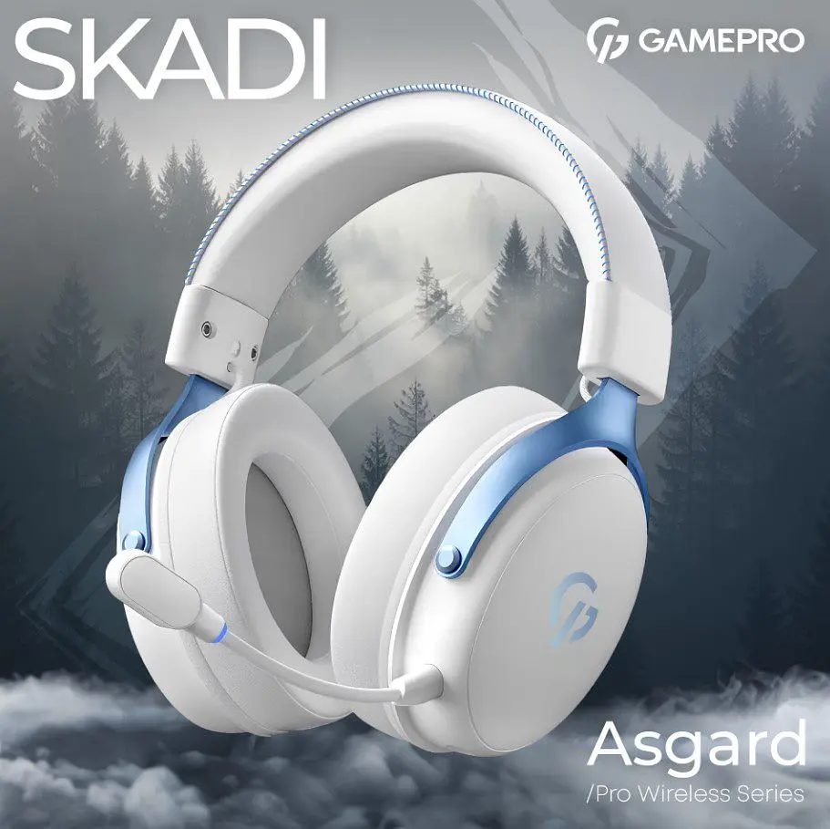 Игровые наушники беспроводные GamePro HSW-191-WHB Asgard Skadi Wireless 7.1 White-Blue - фото 2