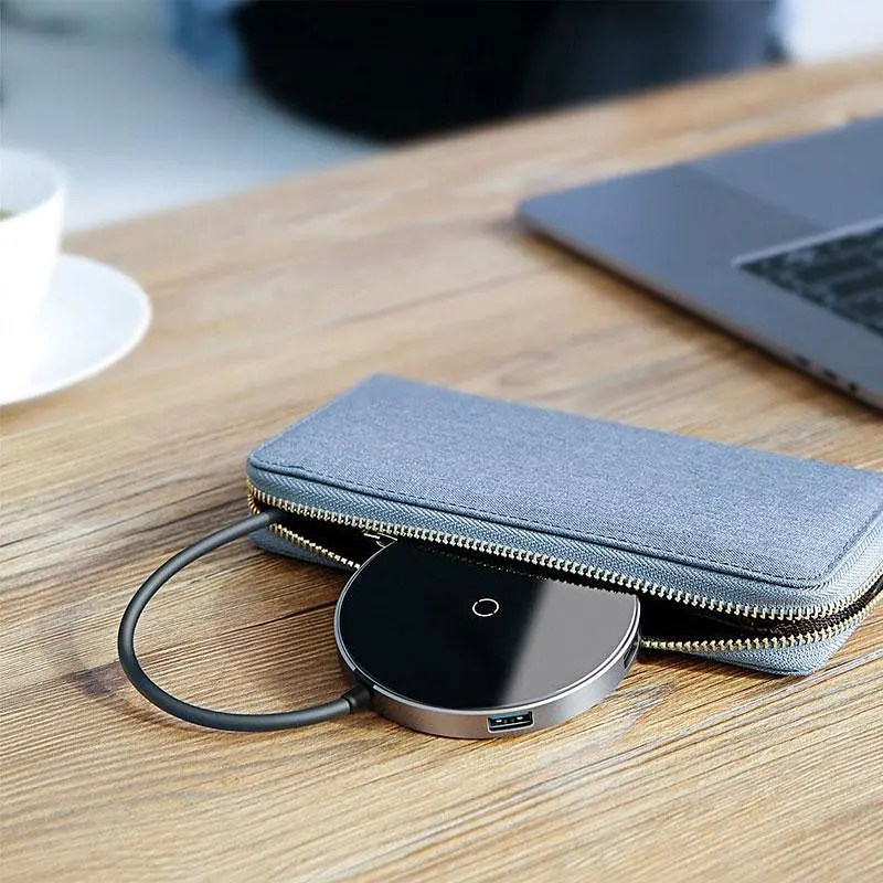 Беспроводное зарядное устройство Baseus Circular Xiaomirror Wireless Charger Hub Type-C to USB3.0+USB2.0 Type-C WXJMY-0G - фото 4