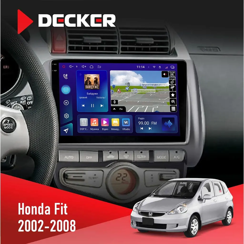Штатна магнітола Honda Fit 2002-2008 Climate Decker D9-009 4x64, DSP, 4G, 2k Decker (НФ-00008761)