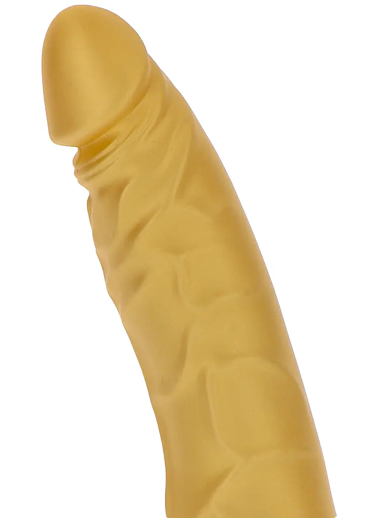 Вібратор Get Real Gold Dicker Slim Vibrator на батарейках, 16х4.7 см золотистий - фото 2