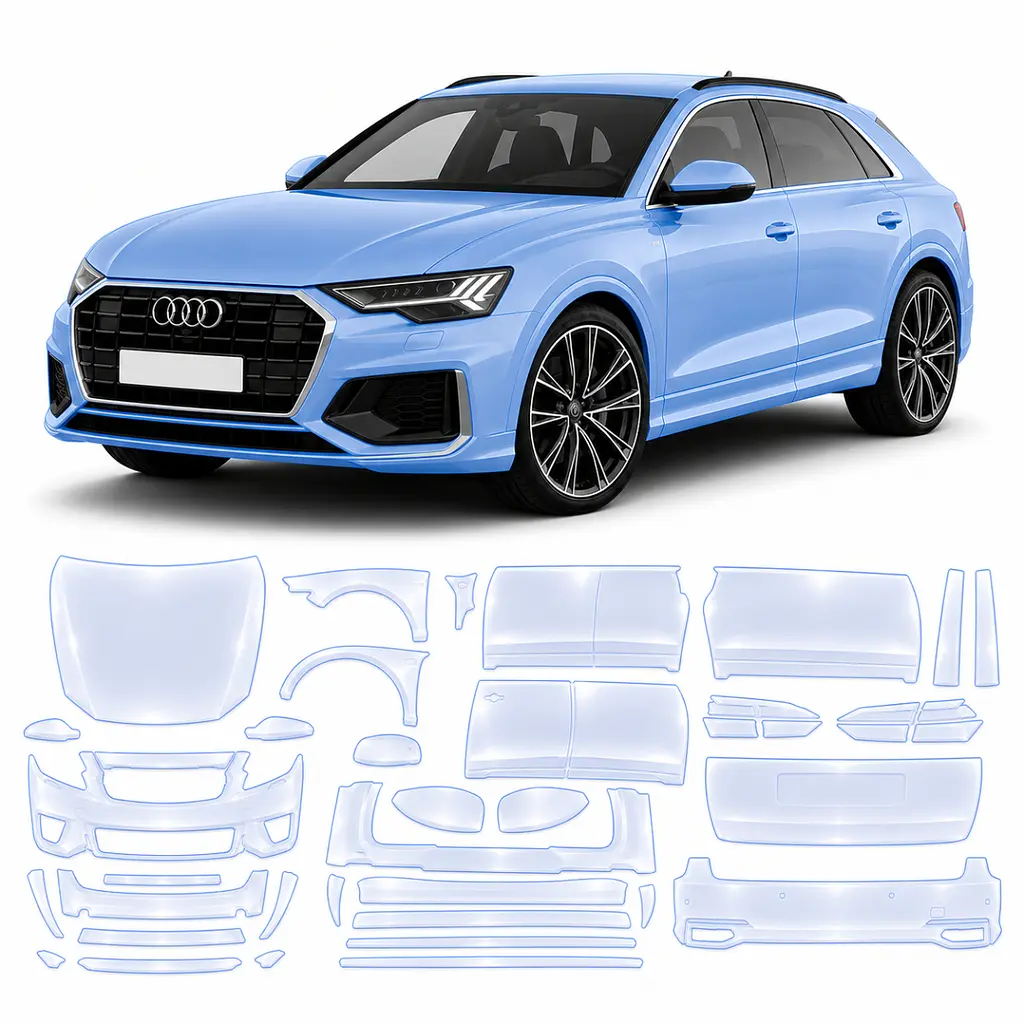 Антигравійна захисна бронеплівка за лекалами для Audi Q8 4M facelift 2024- повний кузов