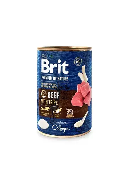Вологий корм з яловичиною та рубцем Brit Premium Beef with Tripe консерва для собак 400 г