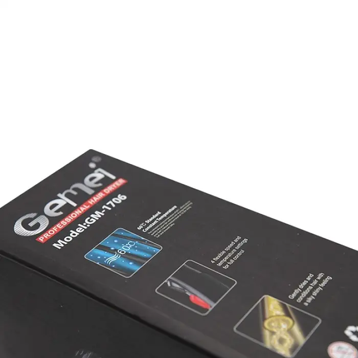Фен для волос черный с двумя режимами Gemei GM-1706 1500w - фото 5