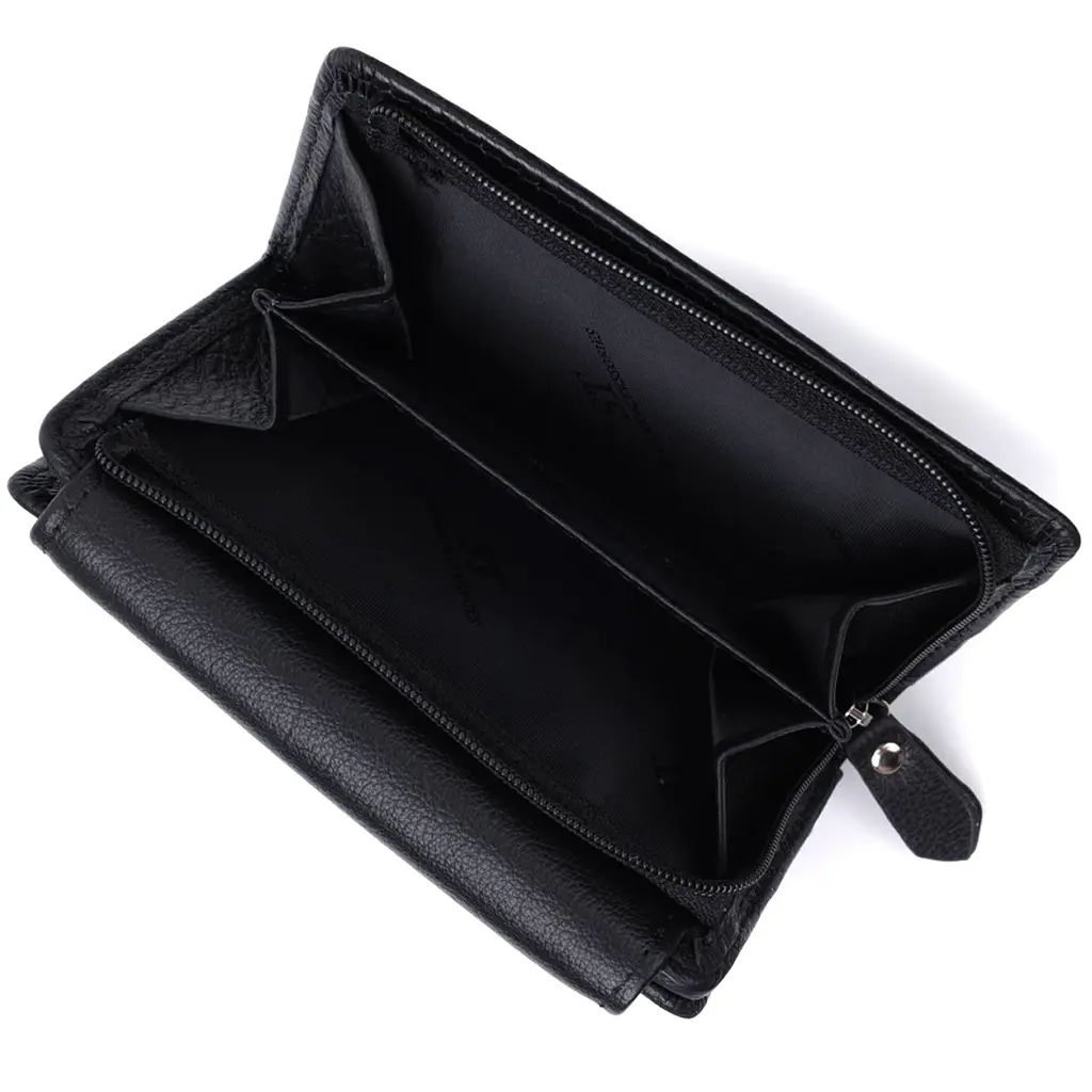 Практичний гаманець із монетницею з натуральної шкіри ST Leather 22740 чорний - фото 10