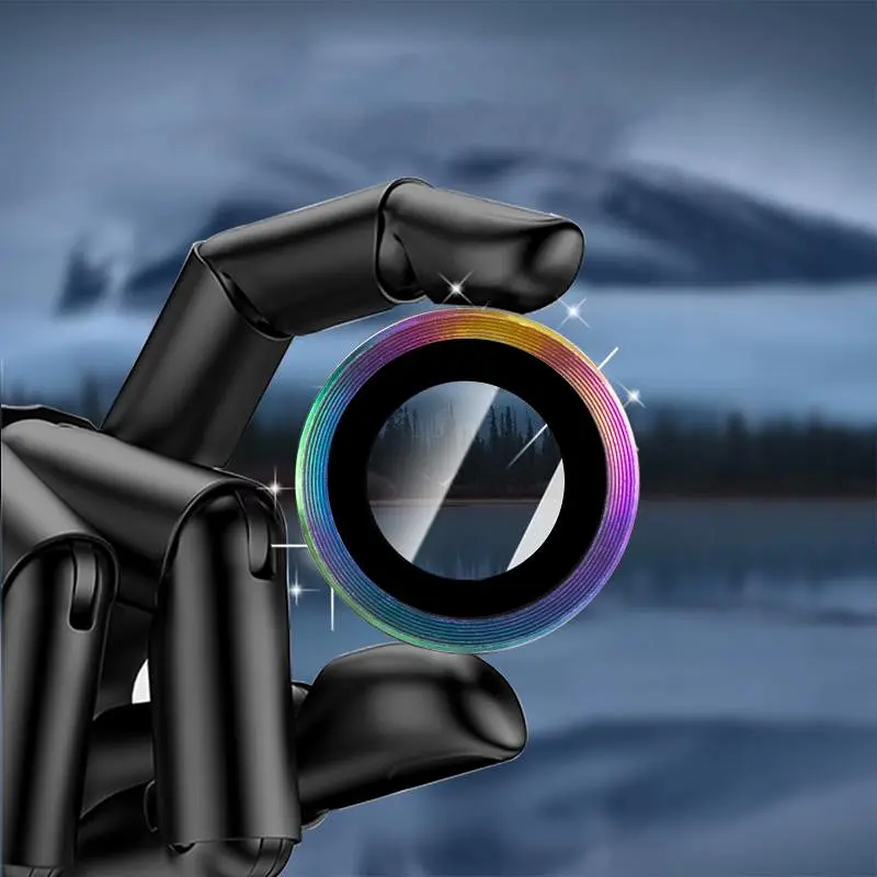 Захисне скло Metal Classic на камеру (у упак.) для Apple iPhone 17 (6.3) Бузковий / Rainbow - фото 4