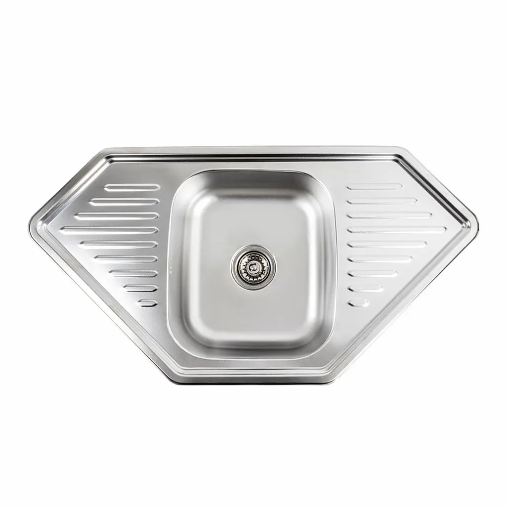 Кухонна мийка з нержавіючої сталі Platinum 9550В декор (0,8/180 мм), R, Decor - фото 8