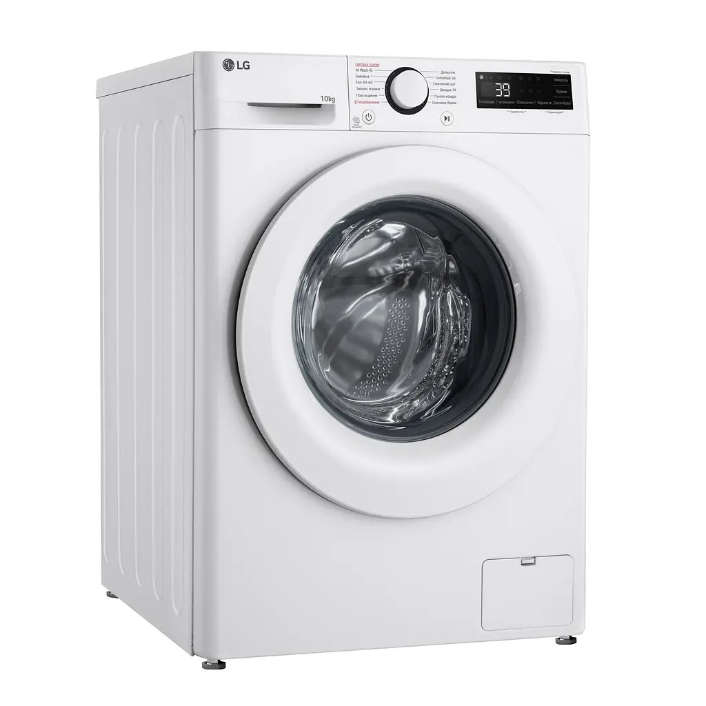 Пральна машина LG фронтальна, 10кг, 1400, A, 57см, дисплей, пара, інвертор, білий - фото 6
