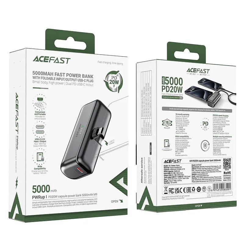 Портативное ЗУ Power Bank Acefast M9 PD20W 5000 mAh Black - фото 6