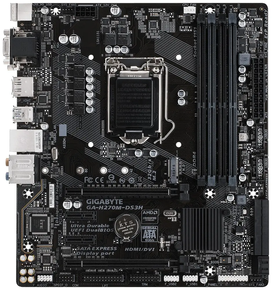 Материнська плата Gigabyte GA-H270M-DS3H LGA 1151 (GA-H270M-DS3H) Б/В - фото 3