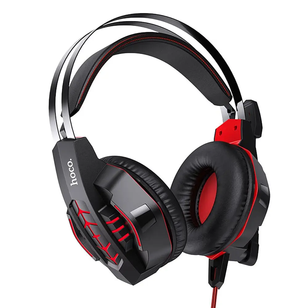 Ігрові накладні навушники Hoco W102 Cool, USB, 3.5mm, 2m, Червоний - фото 2
