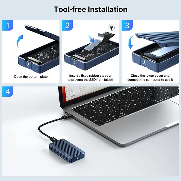 Зовнішній корпус Acasis TBU405Air для M.2 NVMe SSD, Thunderbolt 4/3/USB4, до 40 Гбіт/с (Сірий) - фото 3