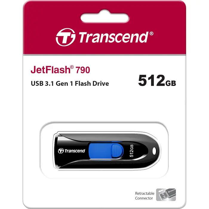 Флеш-накопичувач Transcend USB 3.1 Flash Drive 512Gb JetFlash 790, Black (TS512GJF790K) - фото 4