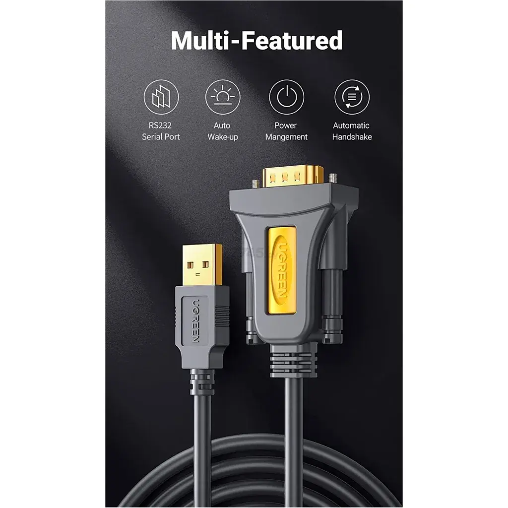Кабель для передачі даних USB to COM M 3.0m DB9 RS-232 CR104 black Ugreen (20223) - фото 5