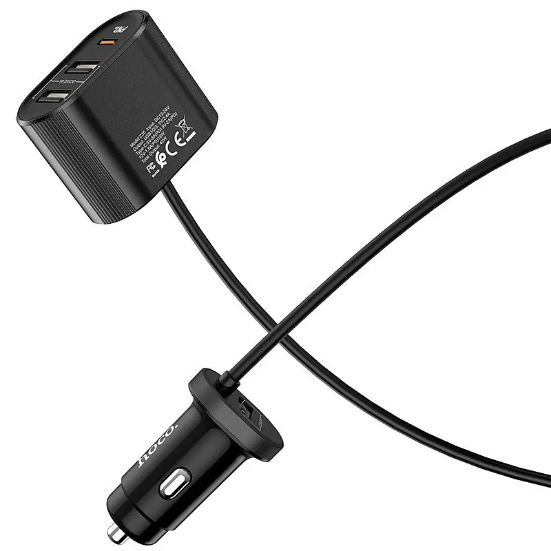 Автомобільний зарядний пристрій Hoco Z35 3USB PD3.0 Black - фото 5