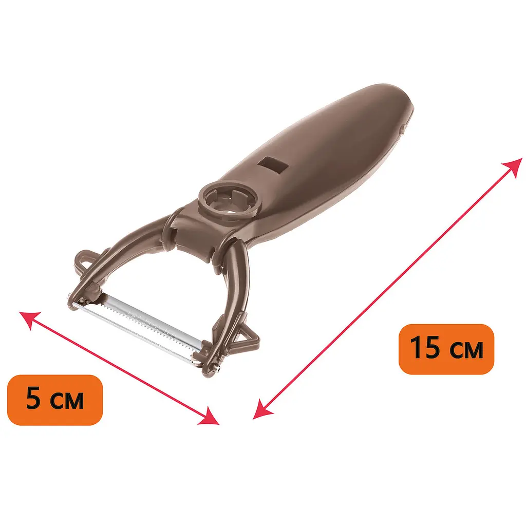 Ніж економка овочечистка для тонкого чищення овочів та фруктів «Принцеса кухні», Kitchette Коричневий 84833 - фото 5