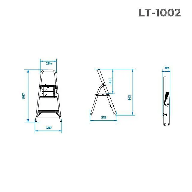 Драбина алюмінієва Intertool 2 ступеня висота до платформи 410 мм LT-1002 - фото 8