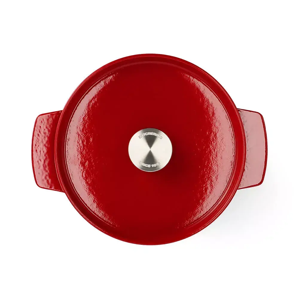 Каструля чавунна з кришкою KitchenAid 22 см 3,3 л червона (CC006057-001) - фото 4