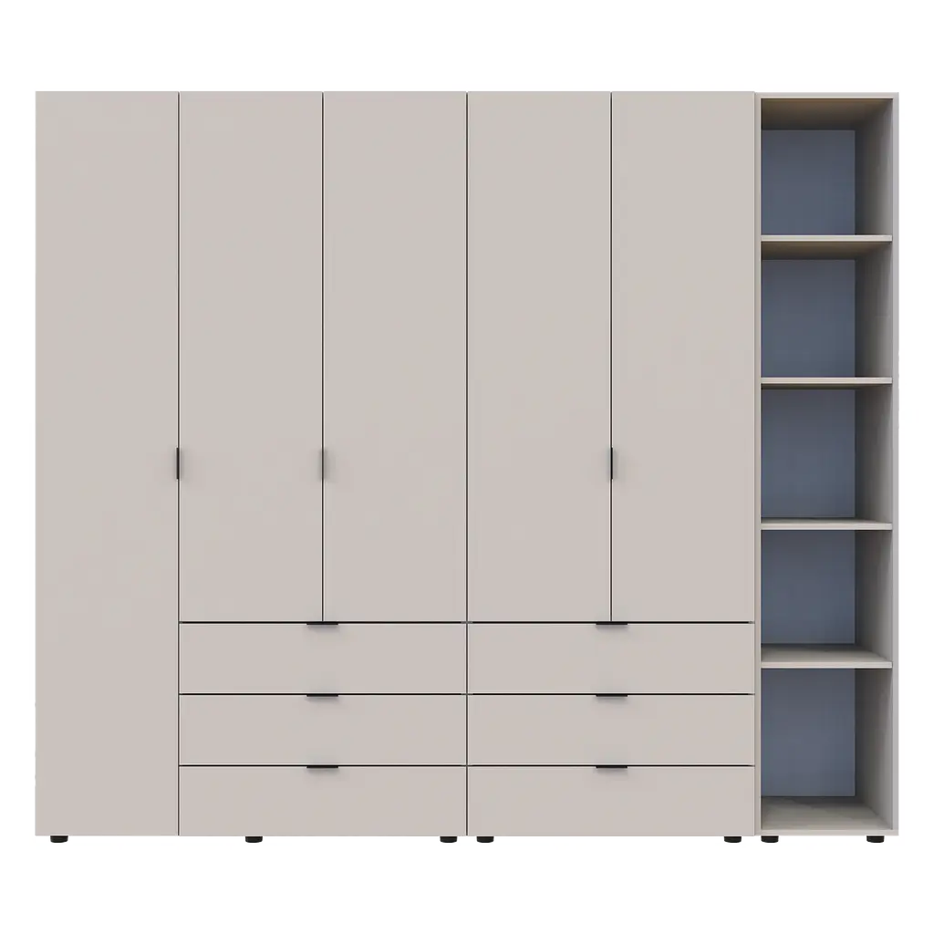 Шафа для одягу Doros Гелар з Етажеркою Кашемір 2+3 ДСП 231.9х49.5х203.4 (80737650) - фото 5