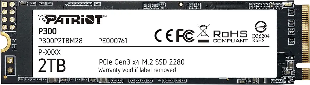 Накопичувач SSD Patriot P300 M.2 2280 NVMe PCIe 3.0 x4 3D TLC 2TB (P300P2TBM28) - фото 3