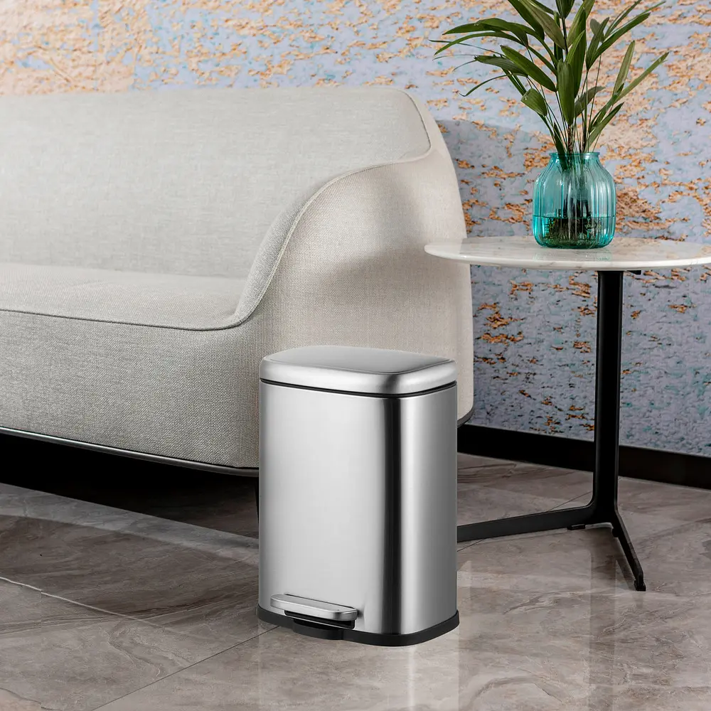 Відро для сміття з плавним закриттям прямокутне Mixxus Premium Style-TC0305 SS Color 5л нержавіюча сталь MI7060, Нержавіюча сталь - фото 8