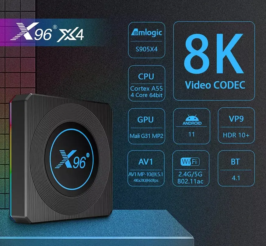 Смарт ТВ приставка Android SmartTV Box X96 X4 4/64Гб 8K HDR - фото 6
