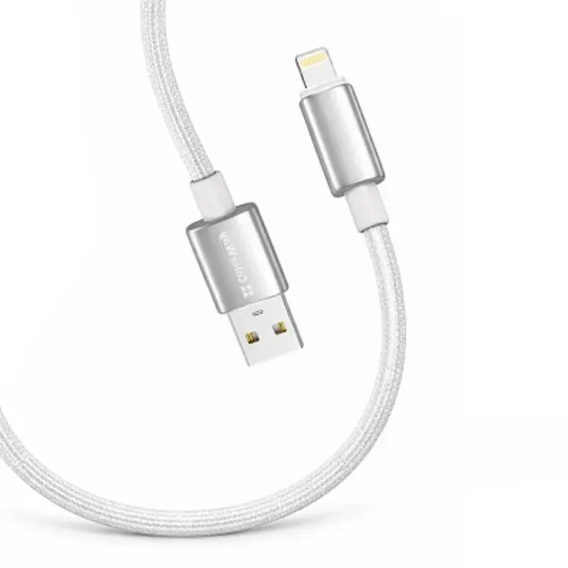 Дата кабель USB 2.0 AM to Lightning 2.0m 3A zinc alloy braided white ColorWay (CW-CBUL099-WT) - фото 2
