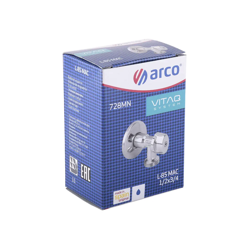 Кран кульовий кутовий Arco 1/2″х 3/4″ 728MN металева ручка L85MAC 000023455 - фото 3