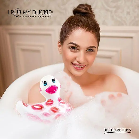 Вібратор Big Teaze Toys I Rub My Duckie 2.0 7.6 см білий з рожевим - фото 2