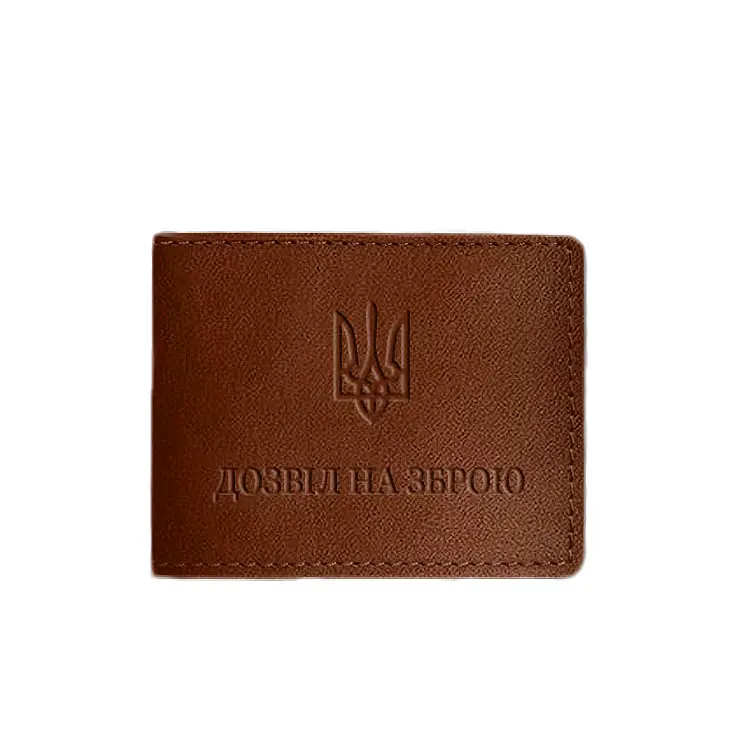 Шкіряна обкладинка для дозволу на зброю світло-коричнева - фото 6