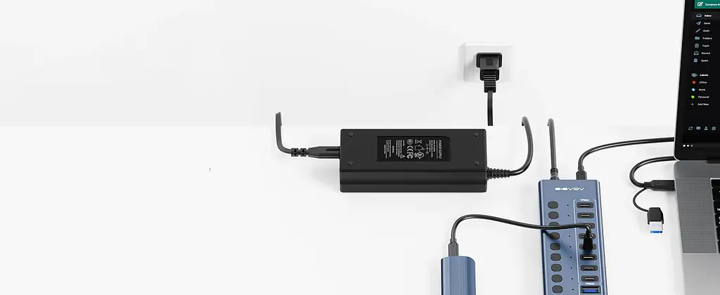USB hub Acasis HB16 Pro на 16 портів — 8 USB-A та 8 USB-C USB 3.2 з живленням 96W (Сірий) - фото 7