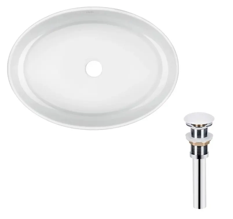 Комплект Qtap Kolibri: Раковина накладна овальна 500x360x140 мм White + Донний клапан PU02 (QT10113054WN47311)