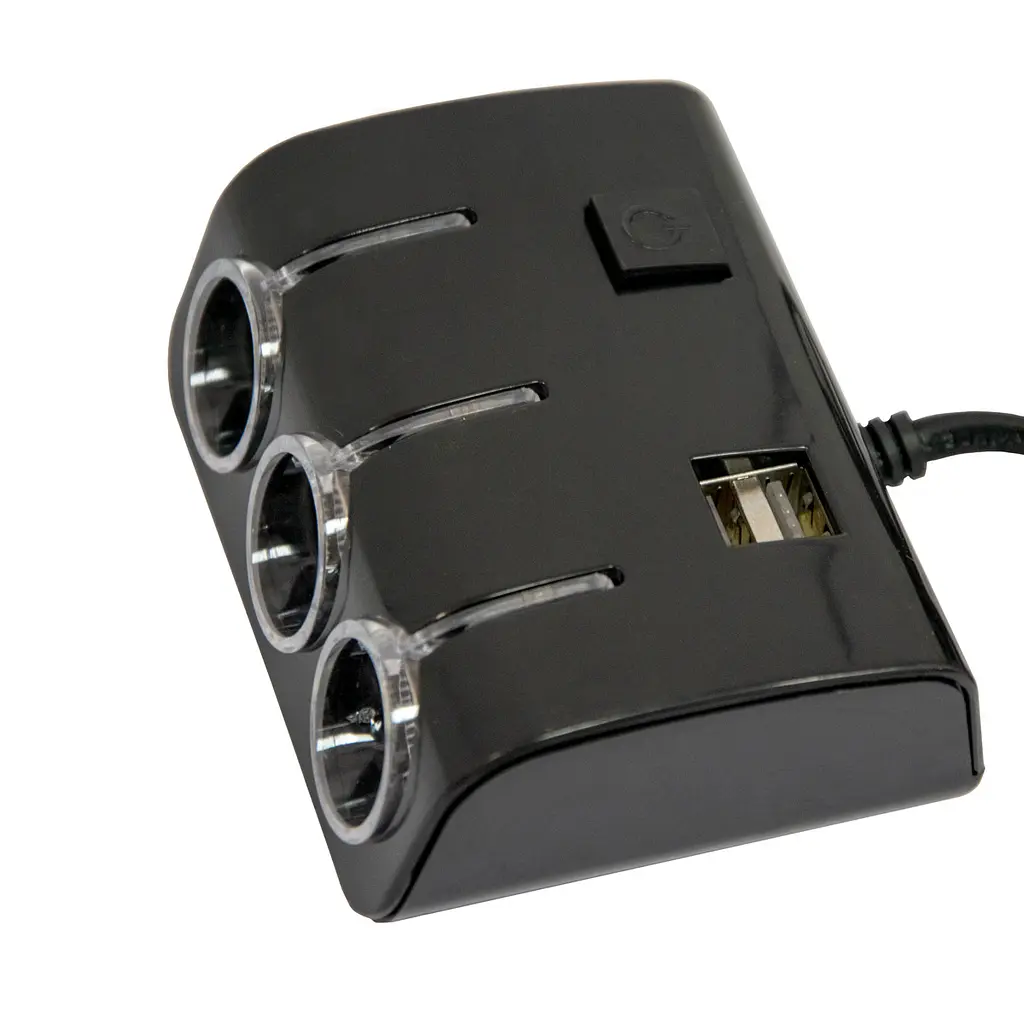 Разветвитель прикуривателя в автомобиль 1506A/1506A тройник в прикуриватель +2 USB, разветвитель 12 вольт (ST) - фото 2