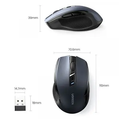 Мишка Ugreen MU006 Ergonomic Wireless Gray/Black (15063) - фото 7