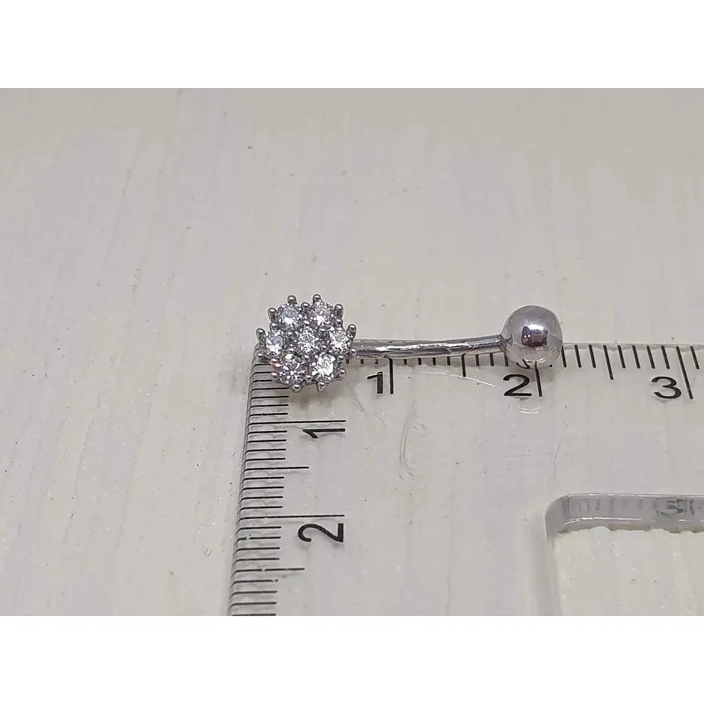 Серебряная серьга для пирсинга Астор пупка с фианитами. 818-2114Р - фото 3