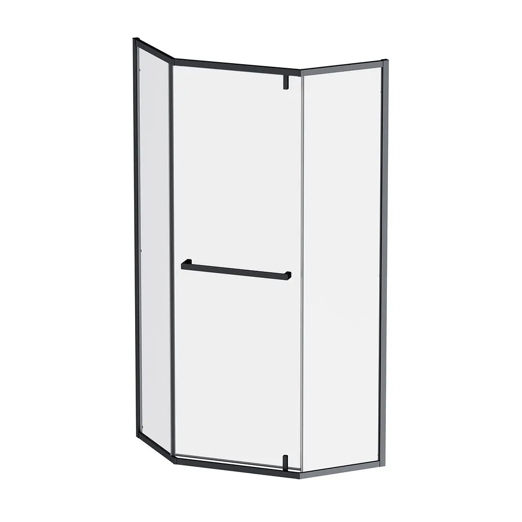 Душова кабіна AM.PM Gem 5-corner Pivot 90x90 см без піддону black W90UG-405-9090-BT