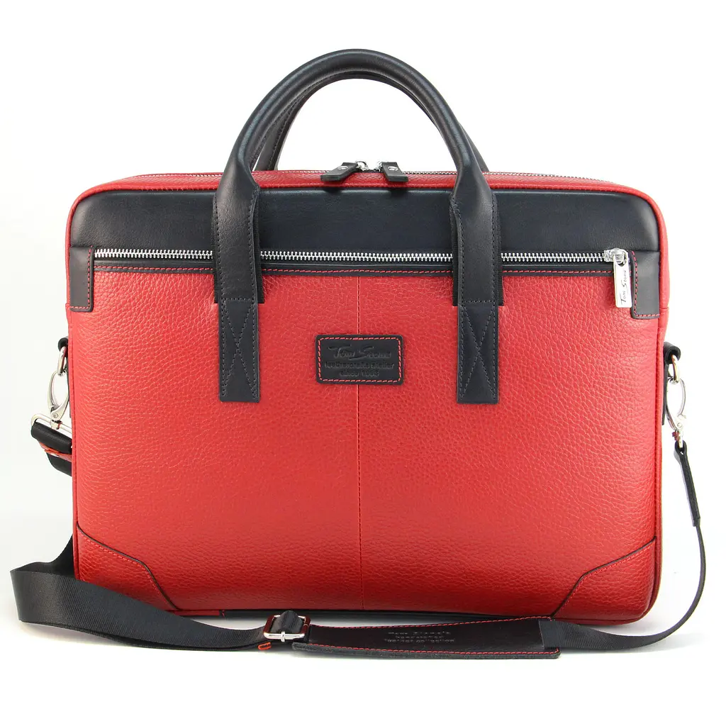 Сумка кожаная для ноутбука Tom Stone красная 717 RB женская, MacBook 16' - фото 2
