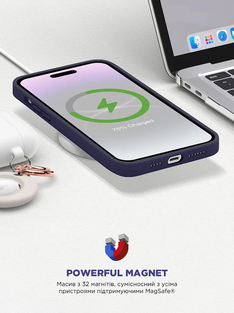 Силиконовый чехол с MagSafe для Apple iPhone 14 Pro, ICON2 MagCase, фиолетовый, противоударный, панель с мягкой подкладкой, защита всего корпуса, поддержка беспроводной зарядки, совместим с защитными стеклами и пленками, ArmorStandart (ARM68403) - фото 9