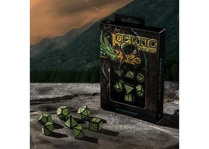 Набір кубиків Celtic 3D Revised Black & green Dice Set , 7 шт. (SCER21) - фото 3