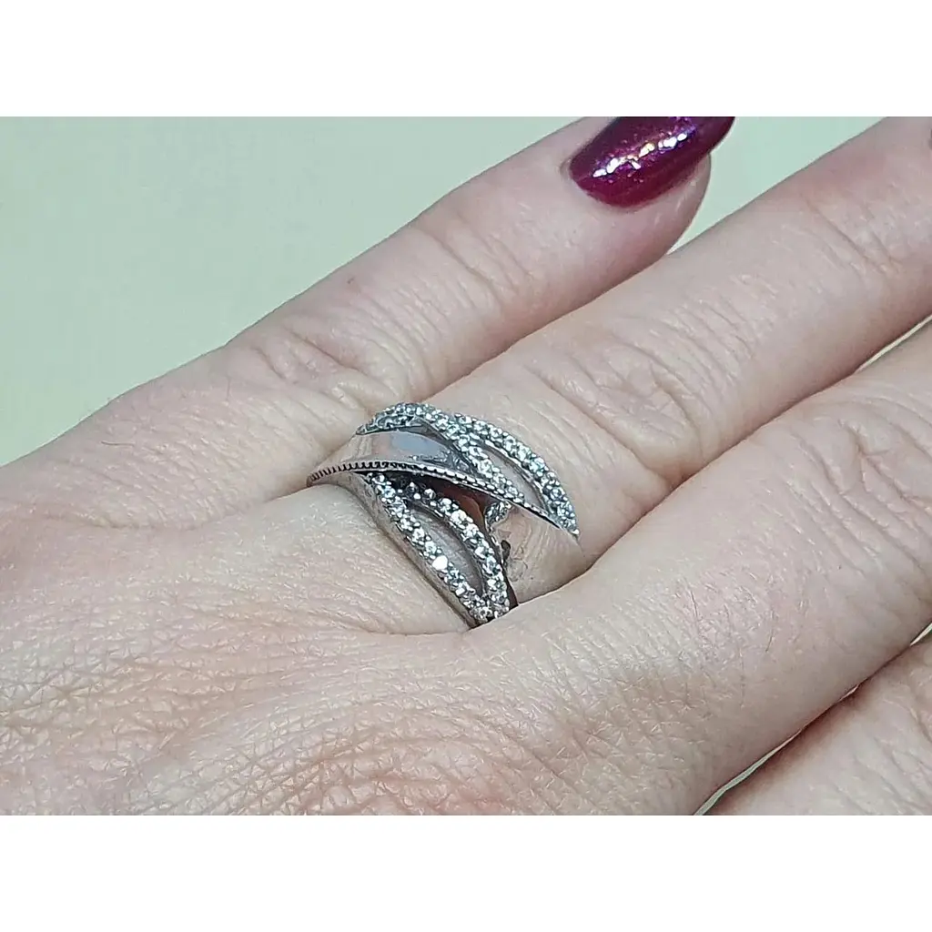 Срібне кільце Імперія золота з фіанітами. Артикул КВ1124С 17,5 - фото 2