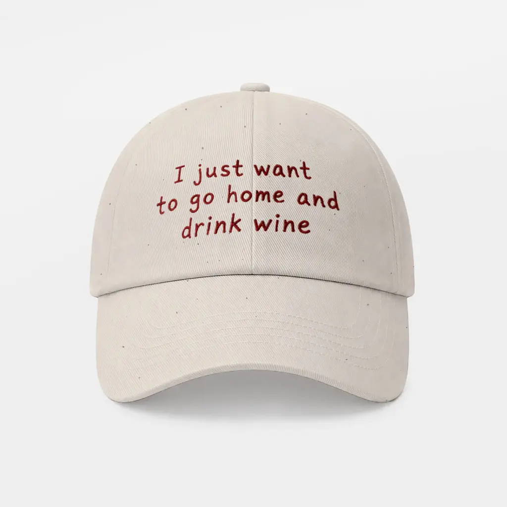 Кепка «I just wanna go home and drink wine» бежева - фото 6