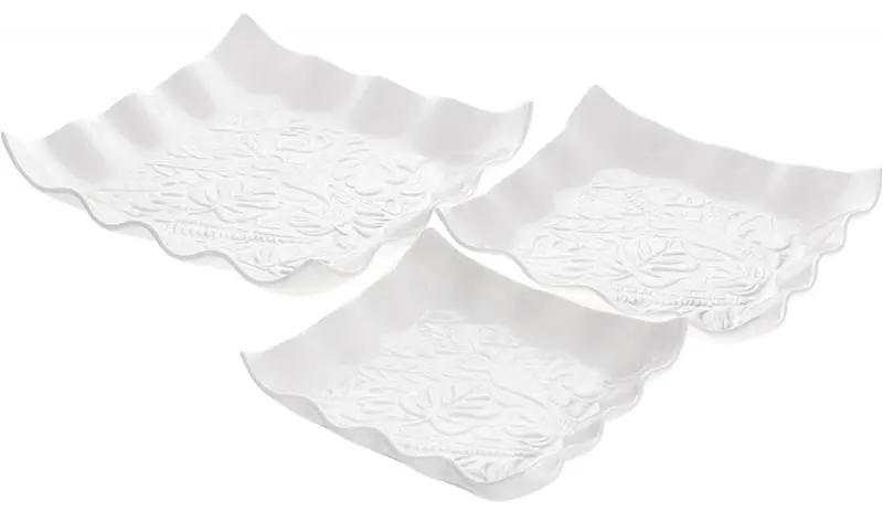 Набір BonaDi 2 обідні тарілки квадратні White City Монстера порцеляна 30х30х7,5 см kuh0007061 - фото 2