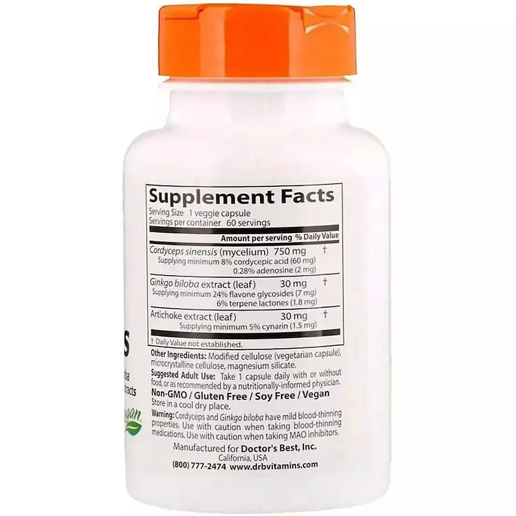 Ультра кордицепс плюс Doctor's Best Ultra Cordyceps Plus 60 рослинних капсул - фото 2