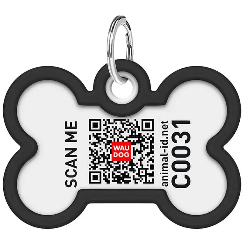 Адресник для собак і котів Waudog Smart ID з QR паспортом Леопард металевий 40х28 мм (231-4066) - фото 3