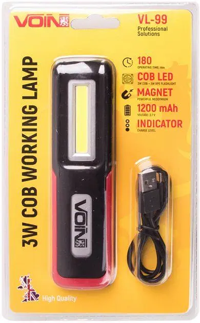 Ліхтар Перенесення VOIN 3W-COB+3W XPE / АКБ1200 mAh Магнит Акумулятор Вбудований (USB Зарядка) - фото 3
