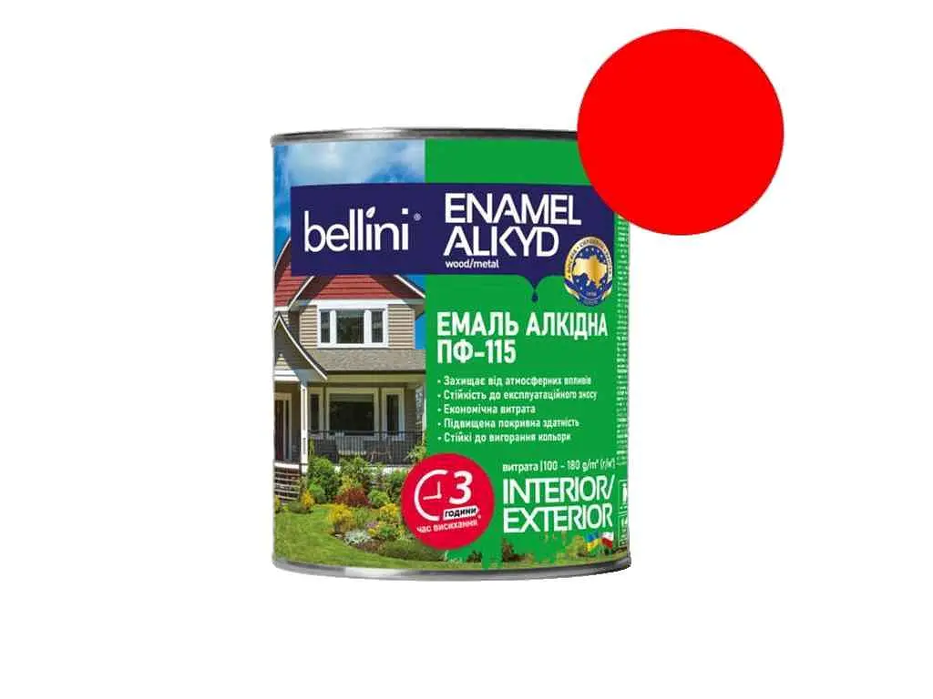 Емаль алкідна ПФ-115 BELLINI Червоний 2.8кг
