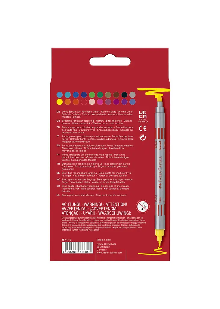 Фломастери 20 кол. FABER CASTELL Fibre-Tip двосторонні (151119) - фото 2
