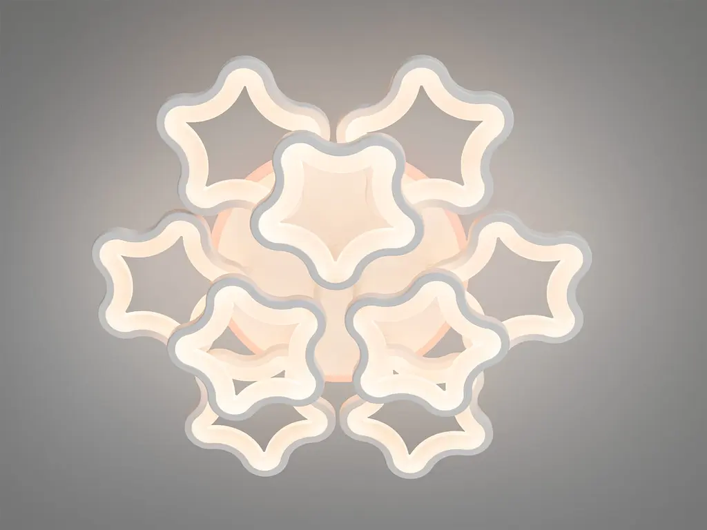 Сучасна LED люстра в спальню з пультом Diasha 1660/6+3WH біла димер 135W 55 см 3 режими світла - фото 2