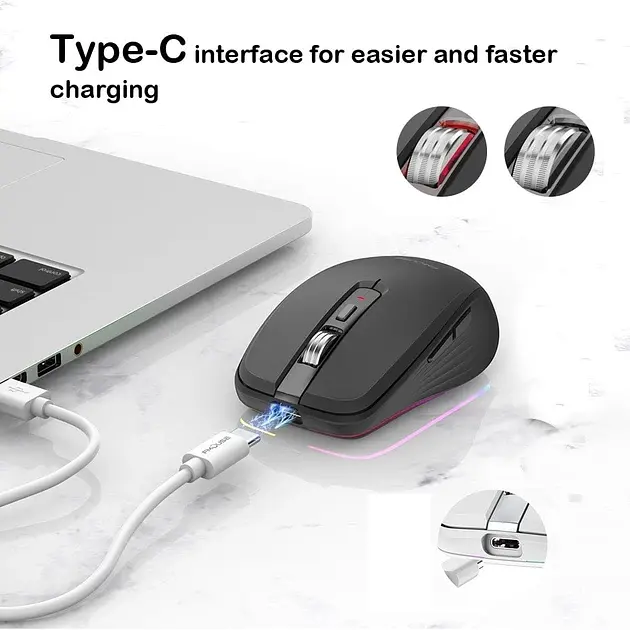 Мишка бездротова FM FIT-3 USB+Bluetooth з RGB-підсвіткою на акумуляторі - фото 5
